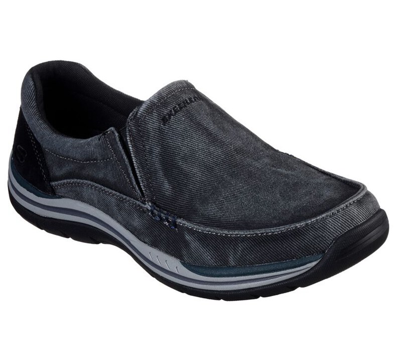 Skechers Herr Svarta Slip On - Relaxed Fit: Expected - Avillo - Sverige (BXPTA-0534)